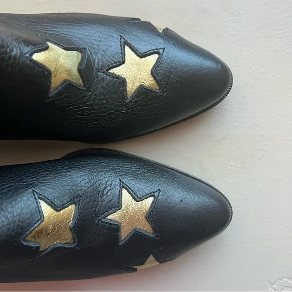 MODERN VICE Golden Bolt Black & Metallic Gold Leather Ankle Boots Size EU 35/US5 - Picture 9 of 16